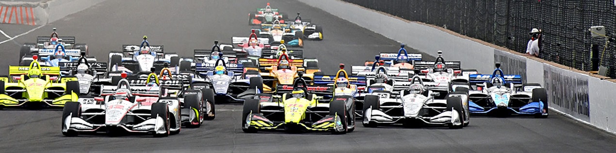 indy cars racing to through the start line Charleston