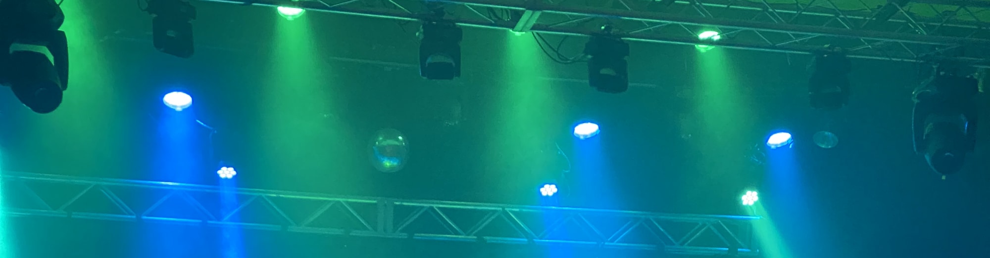 blue and green theater stage lights Charleston